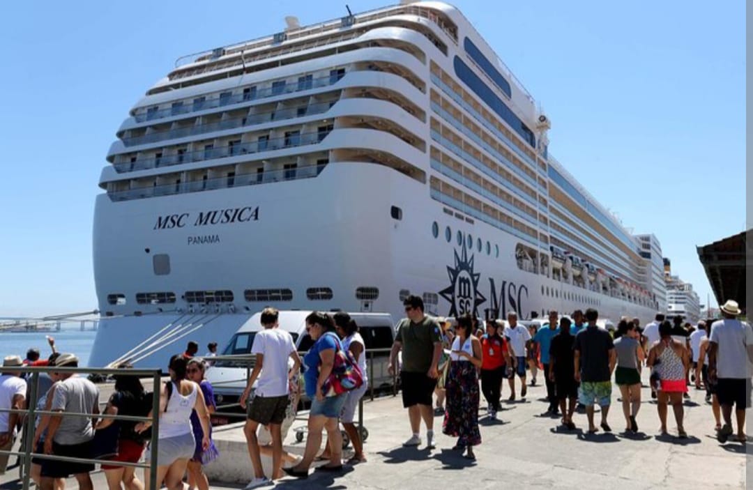 Cruise ship at Tangier port with passengers