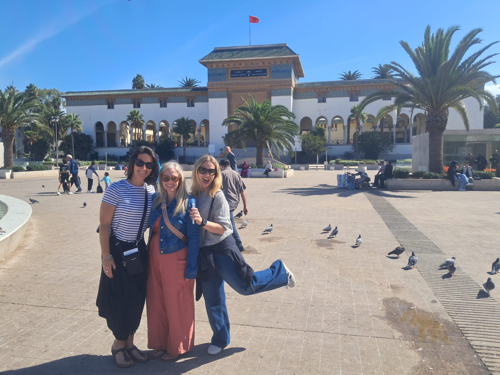 Tourists visiting a historic government building in Morocco