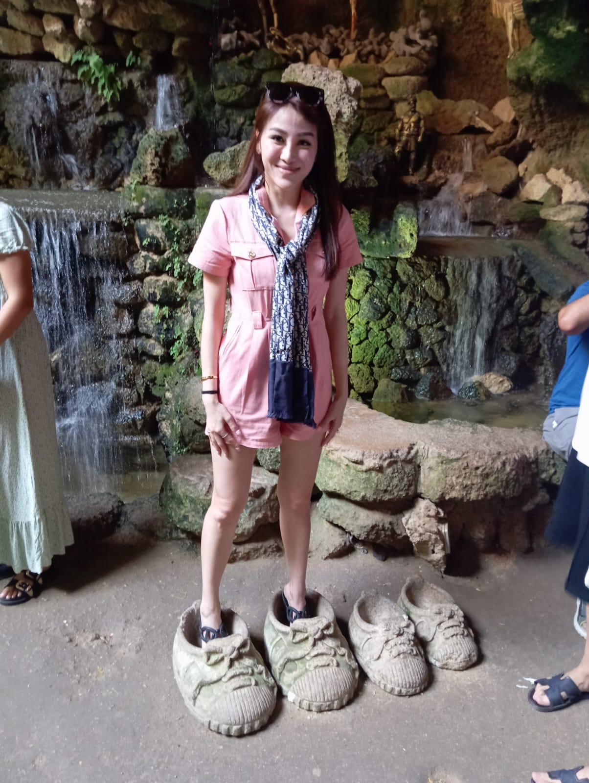 Tourist at a beautiful Moroccan waterfall